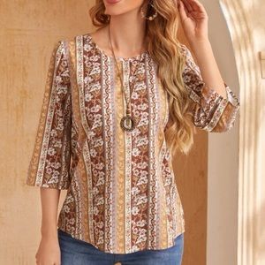 Emery Rose | Floral 3/4 Sleeve Blouse
